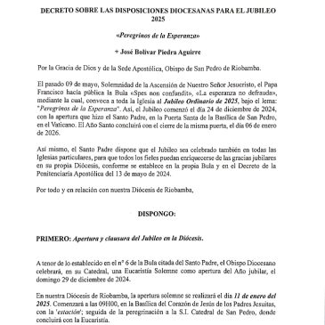 DECRETO SOBRE LAS DISPOSICIONES DIOCESANAS PARA EL JUBILEO 2025